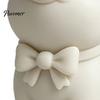 Smooth Surface Pig Statue 3D Printed Cute Bow Tie Figurine, Matte Cream White, Minimalist Animal Decor Statue, Car Dashboard Decoration Compact