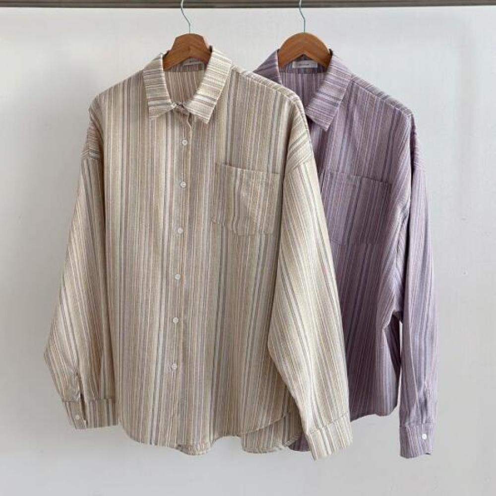 New Arrivals Open Run Women OverSized Stripe Shirt Big Size Cotton Shirt