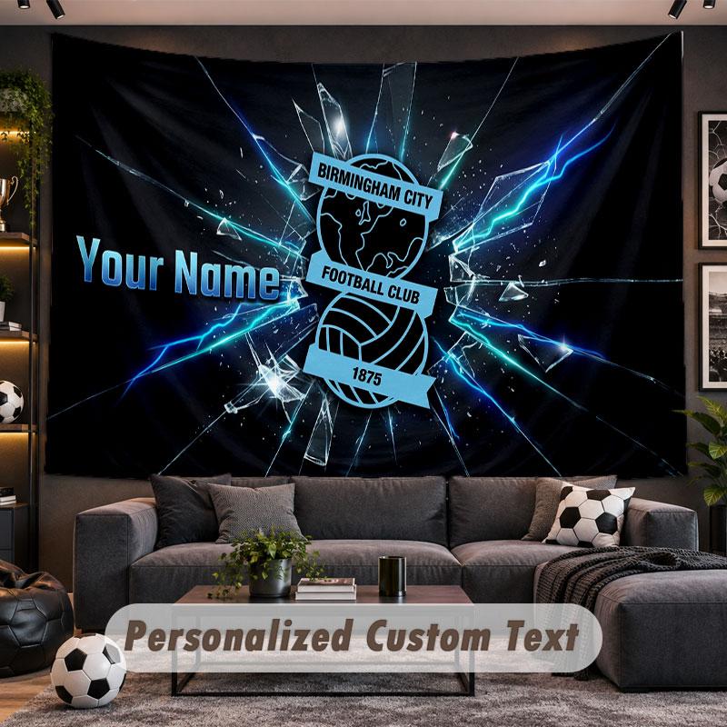 Wall Hanging Tapestry Custom NameBIRMINGHAM CITY Pattern Personalized Printed Fabric Wall Decor