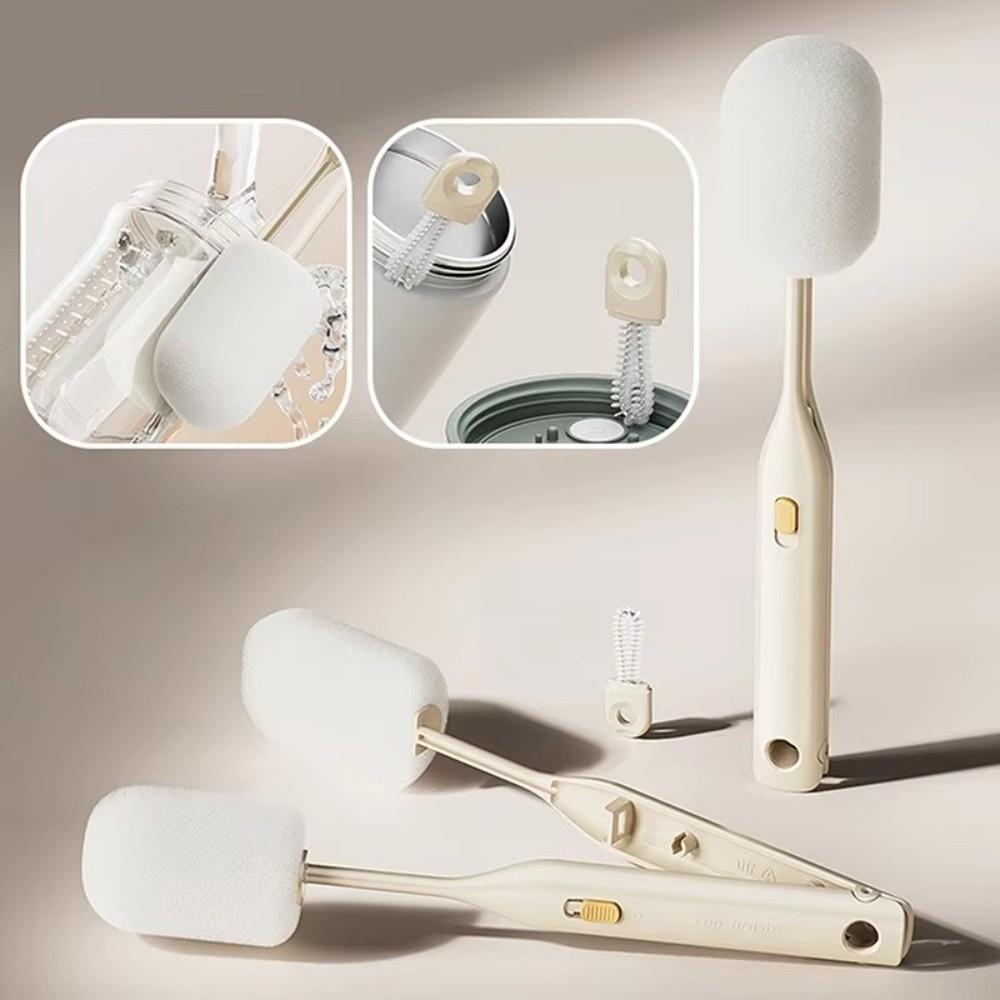 

3 In 1 Cup Brush Double Brush Head Cup Lid Detail Brush Kitchen Cleaning Tool білий