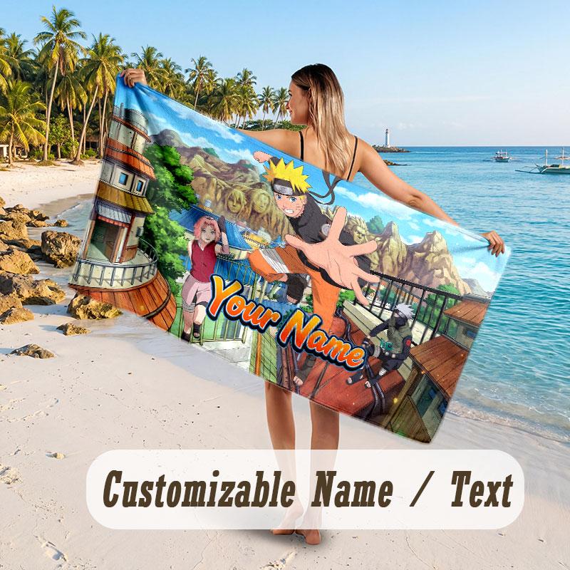 Custom Name Large Beach Towel,Naruto Quick Absorbent Towel For Outdoor Travel Poolside