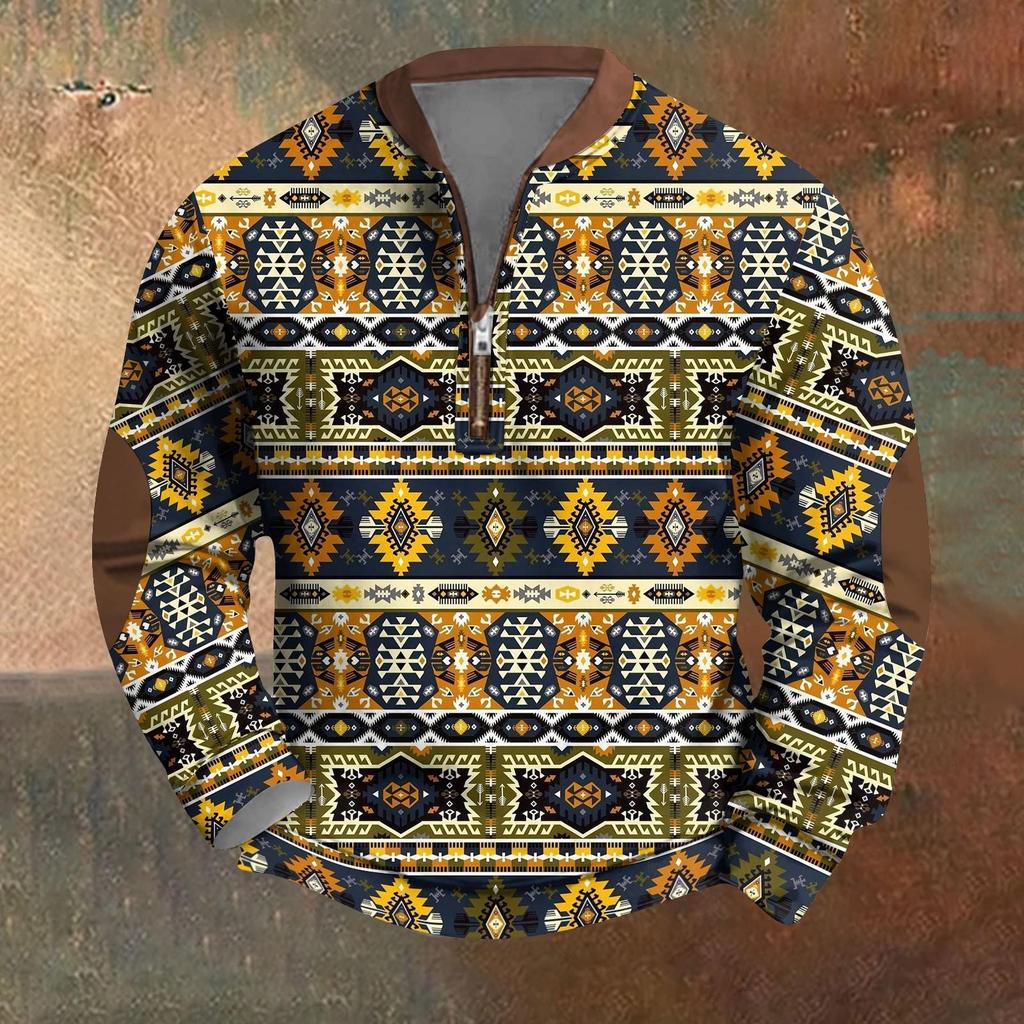 Sudadera con estampado retro e informal con degradado para hombre