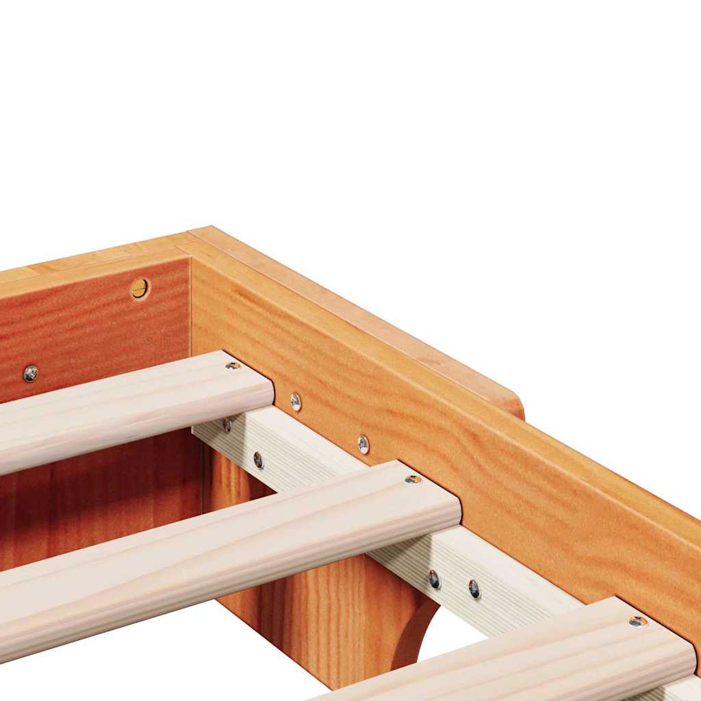 Bed Frame Wax Brown 140 X 200 Cm Solid Pine Wood