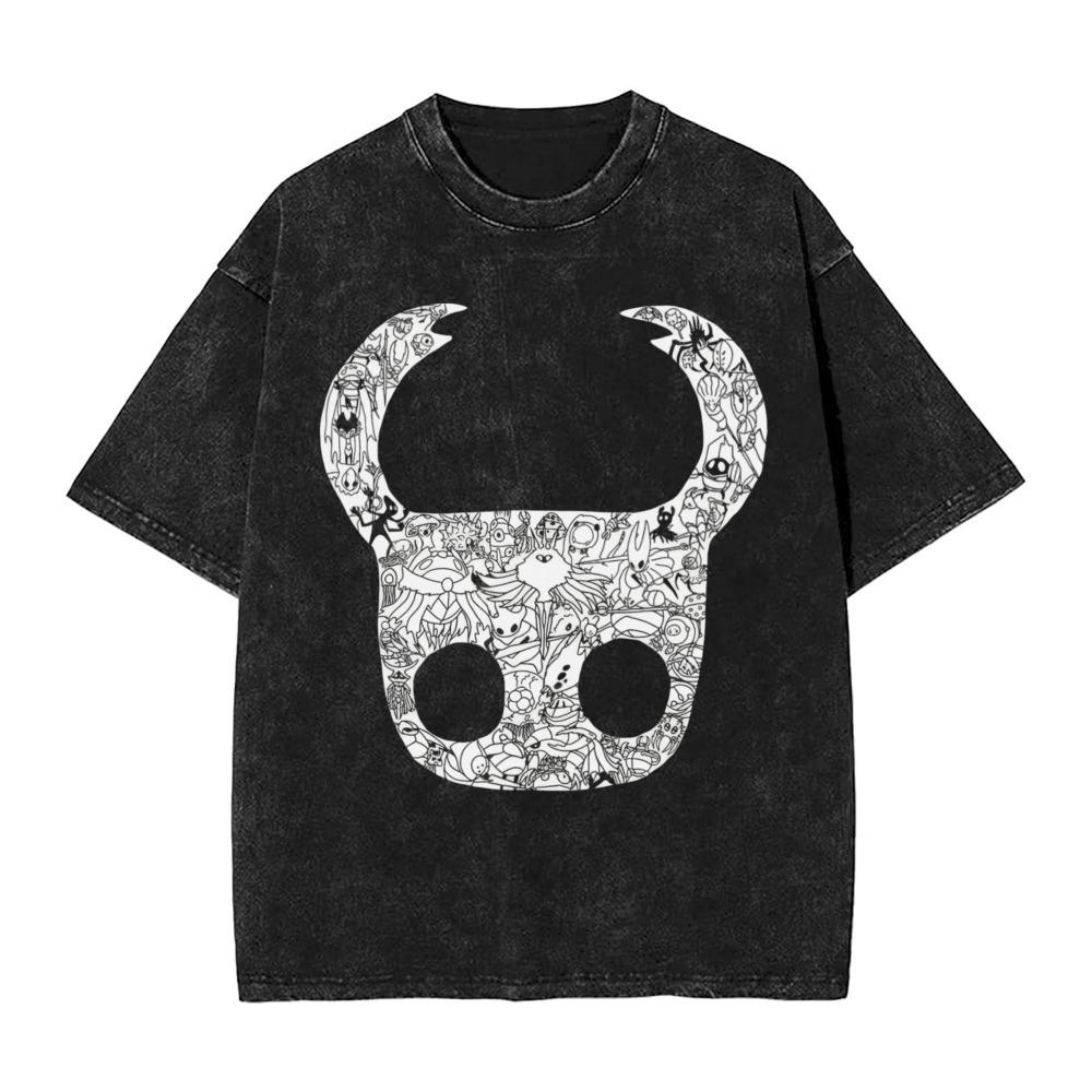 Mode Vintage Herren- und Damen-T-Shirt Hollow Knight Print T-Shirt Locker Kurzarm Streetwear Sommer Lässig Kinder Oberteile Kleidung