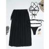 Women's Wrap Triangle Bikini Bathing Suits With Mesh Beach Skirt 3 Piece Swimsuits - Ri