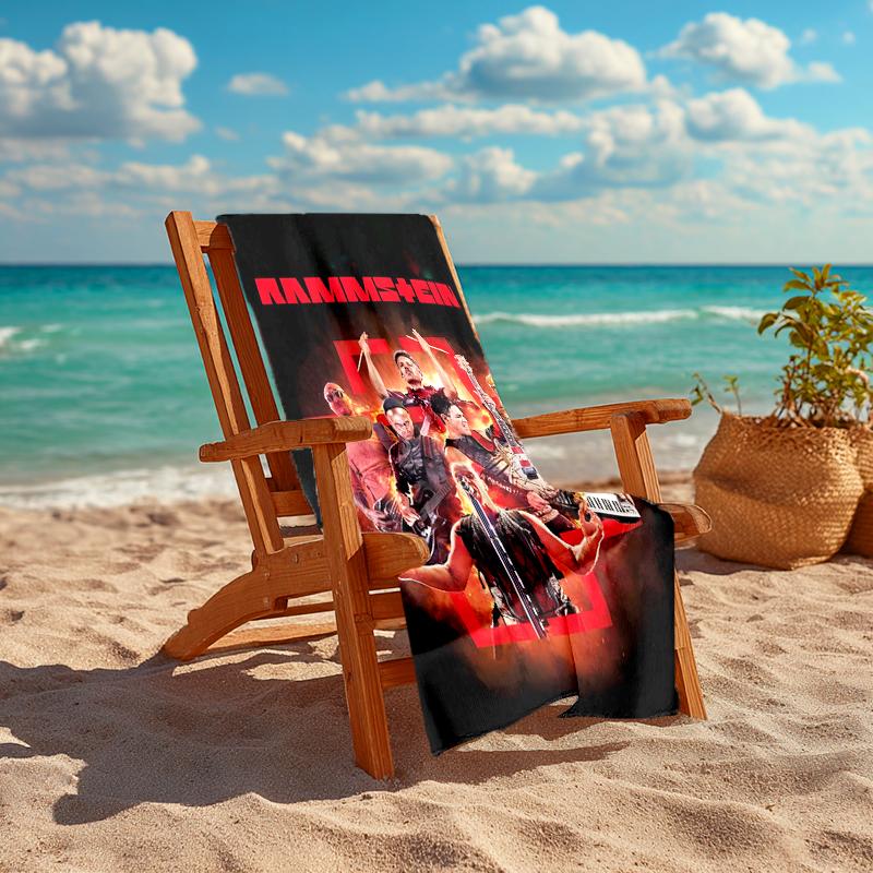 1pc Rammstein3 Beach Towel, Comfortable and Thick, and Swimming/Bath/Picnic/Camping Towel, Suitable for Seaside Beaches