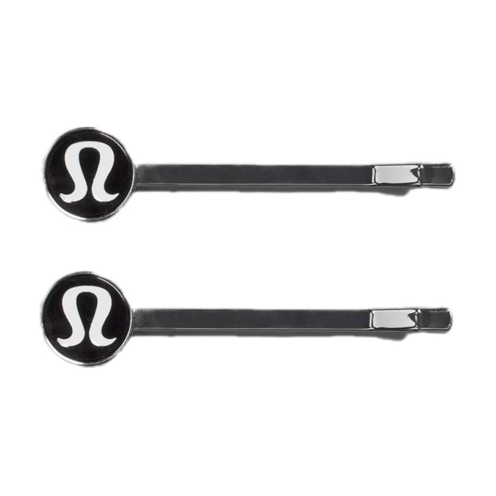 Lululemon Logo Bobby Pins Embedded Design Metal Hair Clips Women Hair Accessories Black LW9EO7S-BLK F,Black