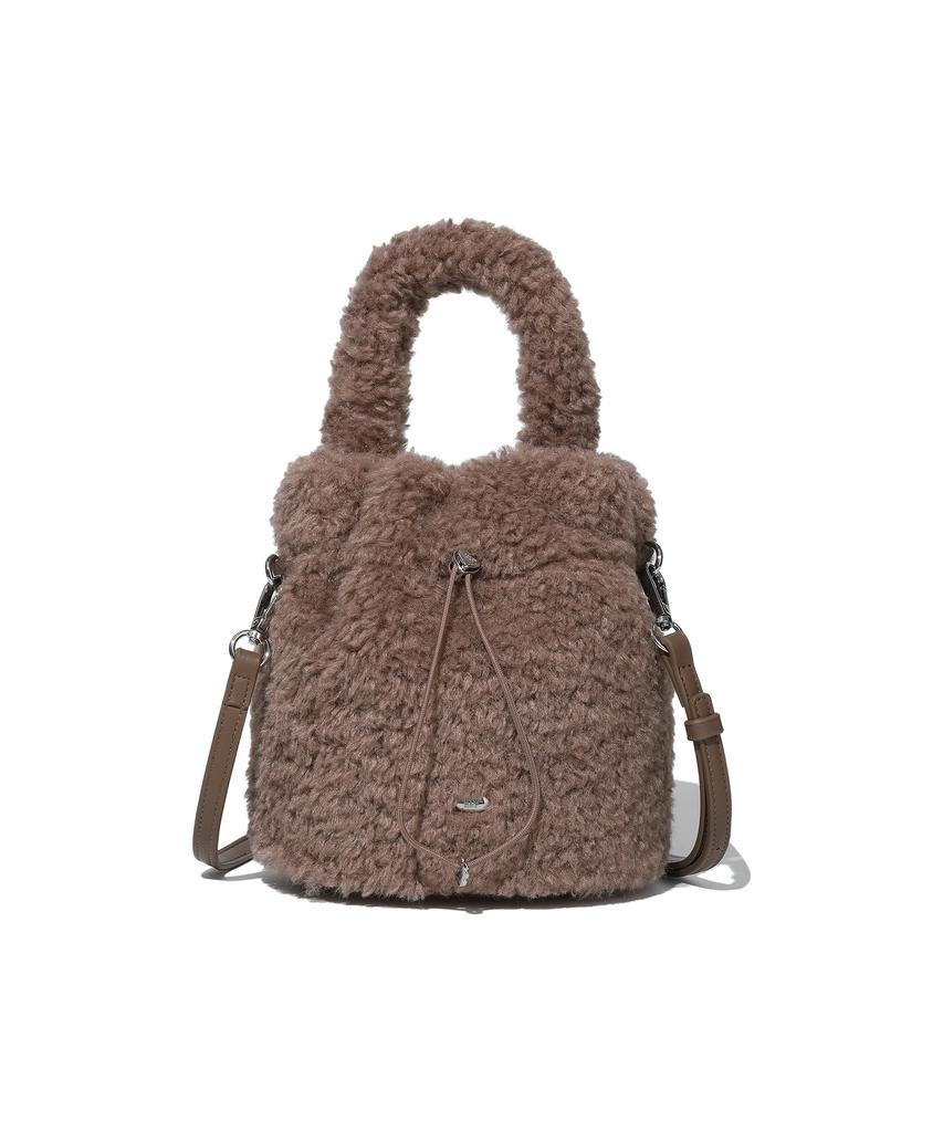 Covernat Woman Clover Heart Fluffy Bucket Bag Brown