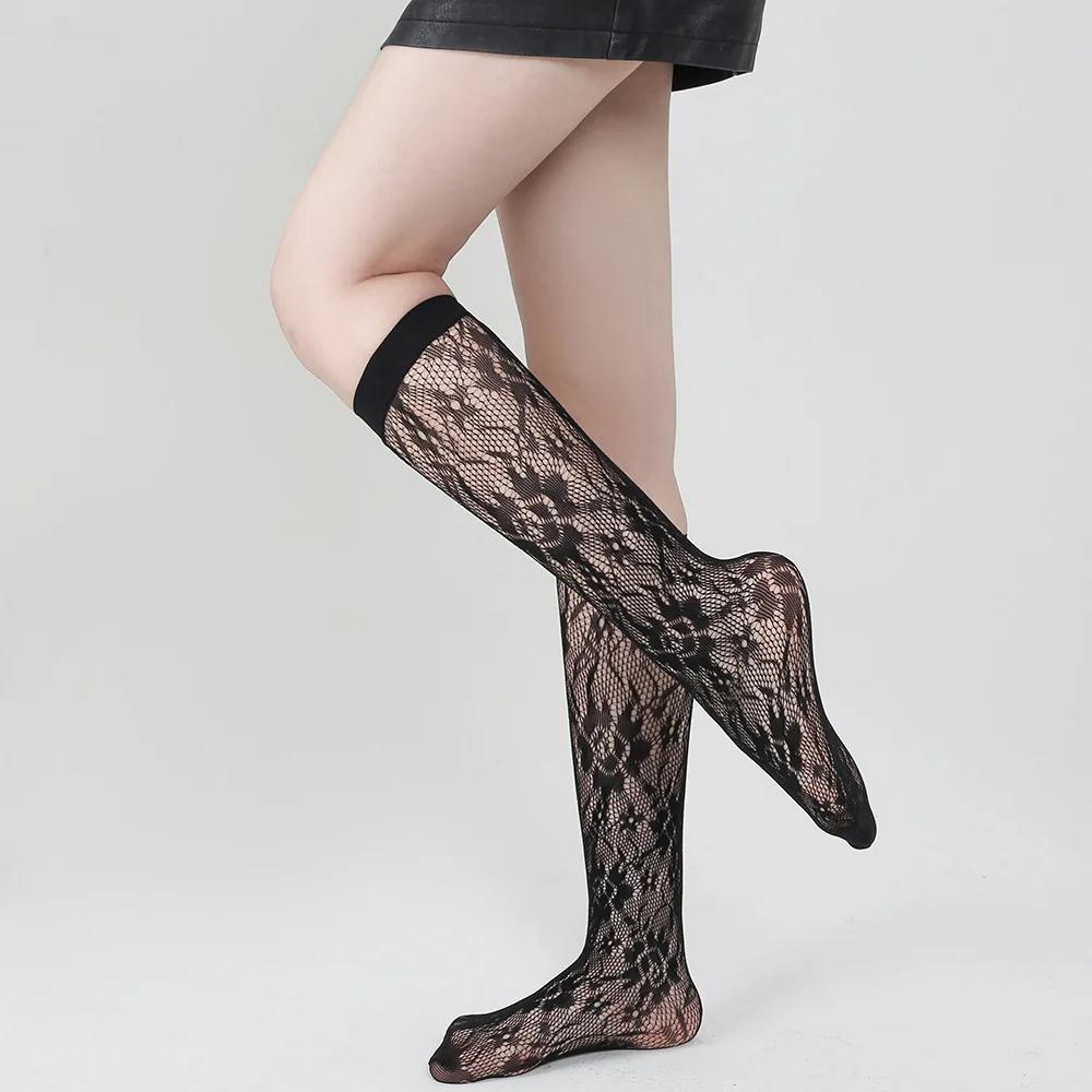 Dark Crew Net Stockings Spring Summer Chic Trendy Mid-Calf Hosiery Airy Comfy Bulk Pricing Black Mesh Socks Fashion Legwear