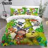 Cartoon Zoo Duvet Cover 3D Forest Animal Bedding Set for Kids Girls Soft Microfiber Quilt Cover with Zipper Closure