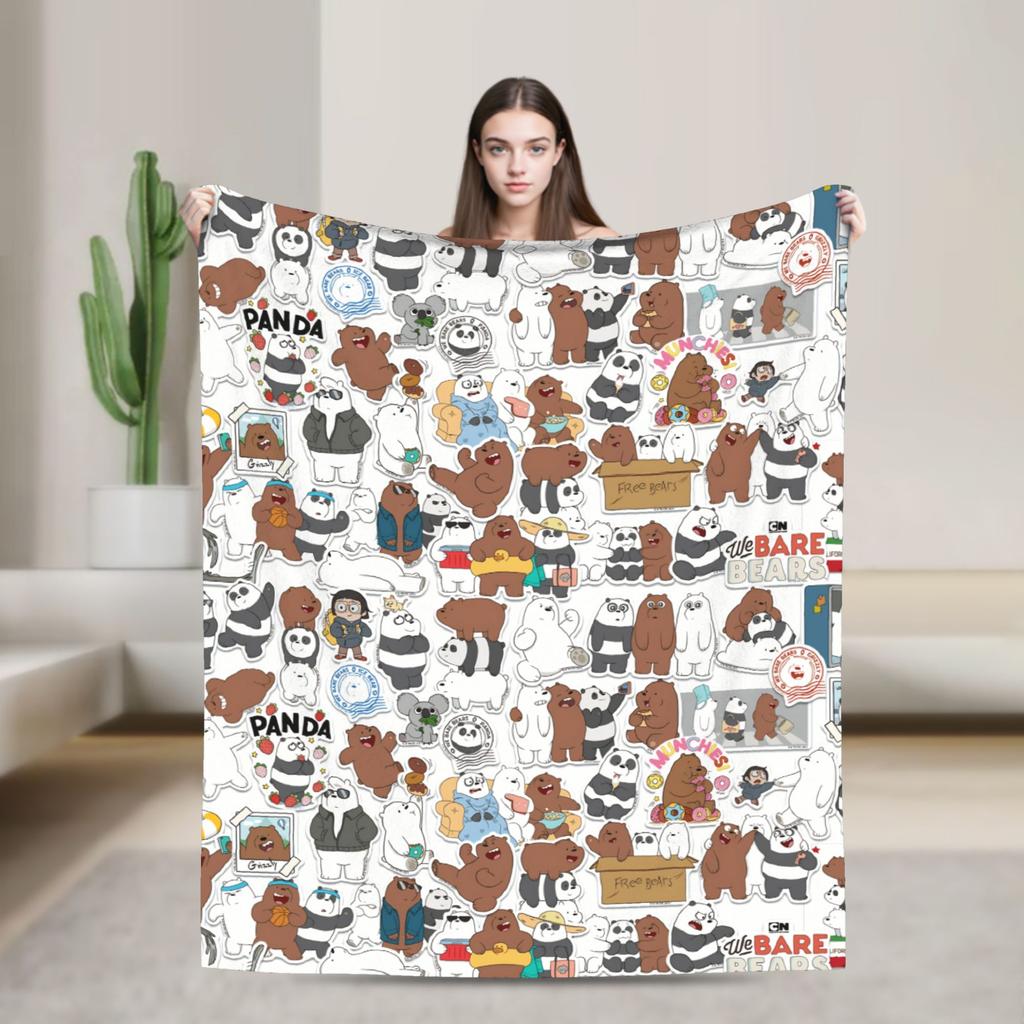 Warm Soft Blanket Camping We Bare Bears Somos Osos Bedding Throws Flannel Bedspread For Couch Bed Pattern Sofa Bed Cover