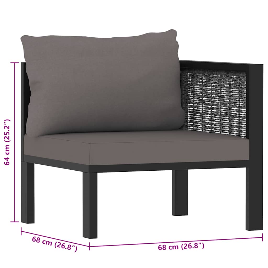 Corner Sofa Unit with Left Armrest Poly Rattan Anthracite