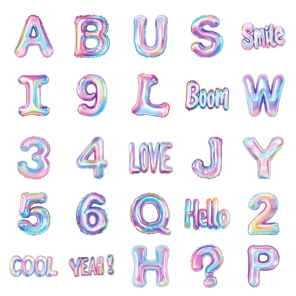 50pcs English Letters Graffiti Stickers Numbers Cartoon Stickers Balloon Style DIY Decoration Home Decoration Stickers