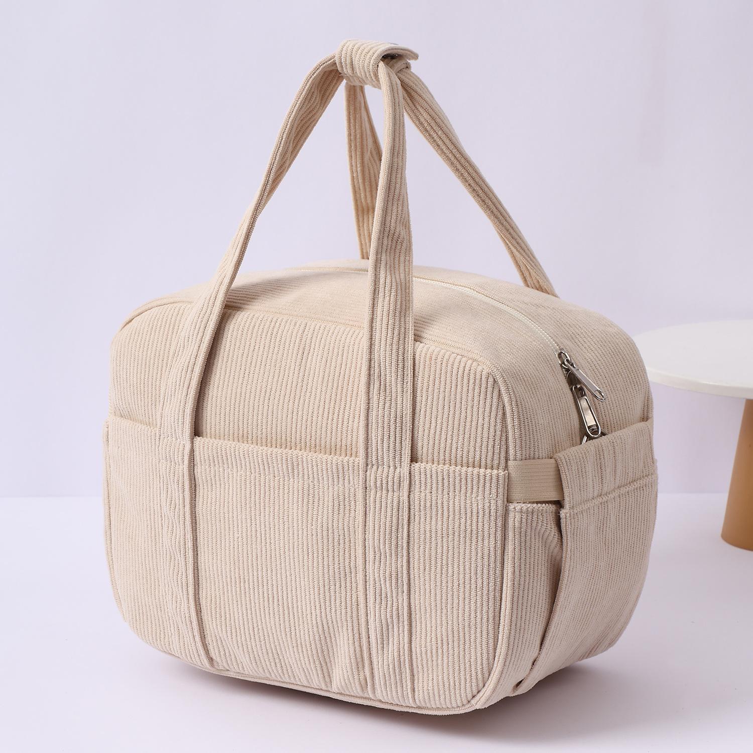 

New Corduroy Lunch Bag • Thermal Insulation Lunch Box Storage Handbag • Multifunctional Kid School Picnic Food Pouch