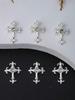 10pcs Gold SilverCross Nail Charms 3D White Pink Rhinestones Nail Art Decorations DIY Nail Gems Nail Supplies