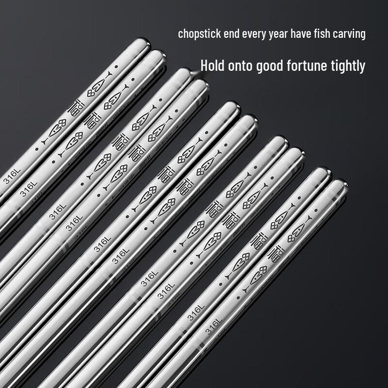 SSGP Antibacterial 316L Stainless Steel Chopsticks Set