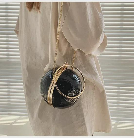 2025 Trendy Acrylic Ball Evening Bag - Round Chain Shoulder Crossbody for Women