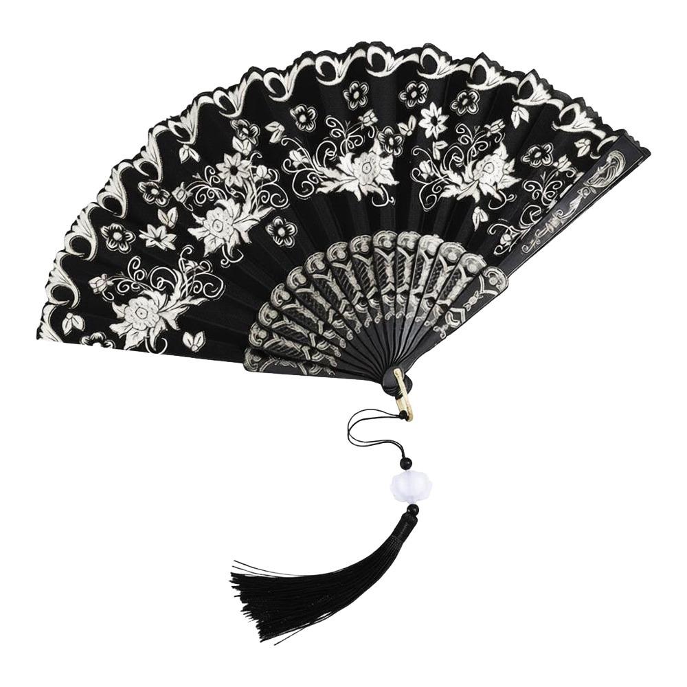 С кисточкой Китайский стиль Веер Горячее тиснение Ручная работа Декоративный веер Украшение для дома чёрный