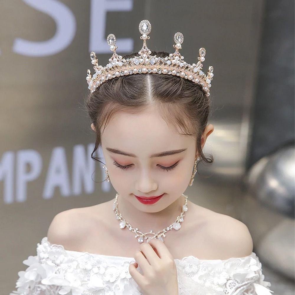 Crystal Wedding Tiaras Pearl Rhinestone Bridal Crown Jewelry Crown Princess Diadem Girl