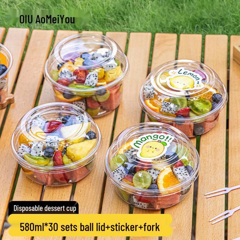 Aomeiyou Disposable Dessert & Fruit Cups with Dome Lids