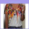 Summer Ethnic Style T Shirt For Women With Printed Cotton Blend Fabric For Casual Wear