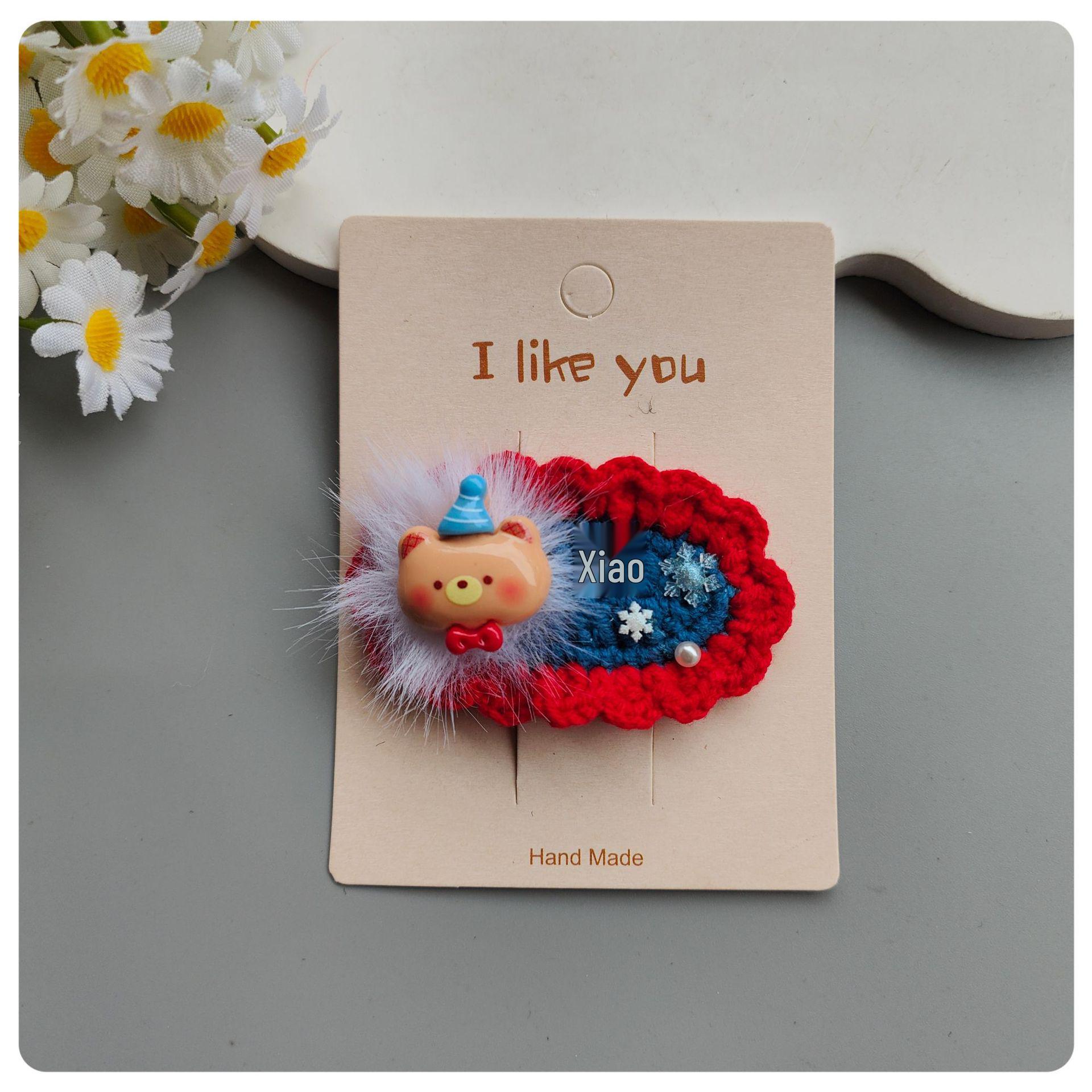 Handmade Chinese New Year Pom-Pom Bangs Clips for Girls