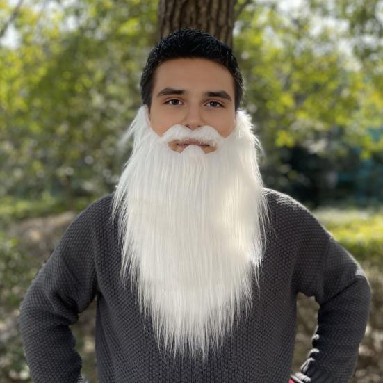 Fake Beard Role-playing Costume Old Man Mustache Beard with Elastic Rope Facial Hair Accessory for Halloween Cosplay Party Supplies