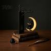 Luminous Pendant Desk Lamp Gothic Metal Bookends with Hanging Light, Cat Raven Ghost Decorative Retro Wrought Iron Book Ends Bookshelf Lamp,