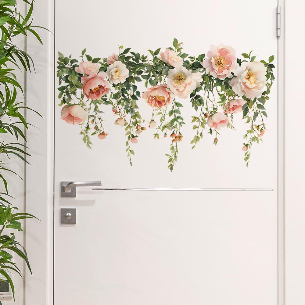Painted Bright Roses Greenery Home Background Wall Beautification Wall Sticker