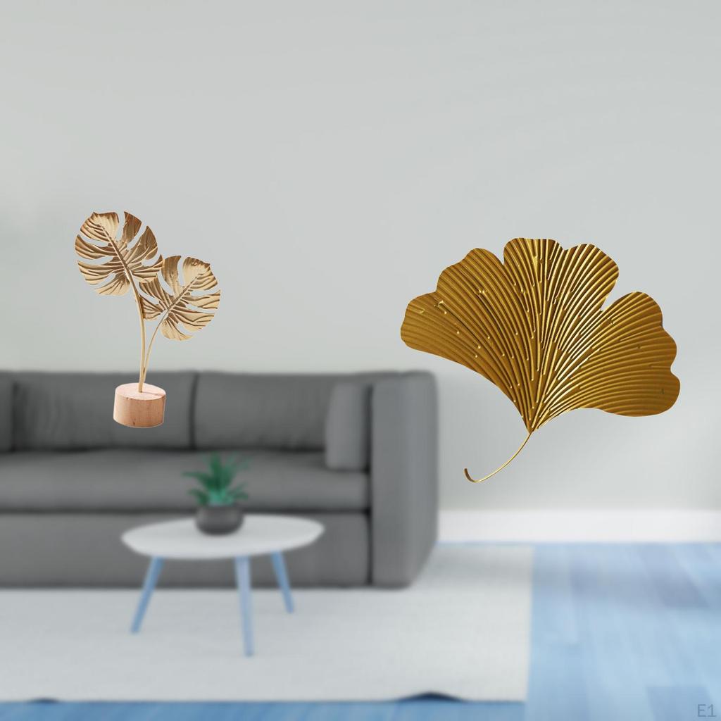 Nordic Creative Metal Sculpture And Wrought Iron Ginkgo Leaves Abstract Wall Decor for Home Office