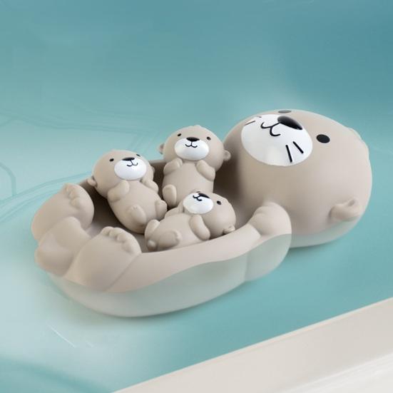 Cute Otter Family Bath Toys Set Soft Water Play Animals for Kids Mother Otter And Baby Otters Toy Fun Otter Swimming Toy