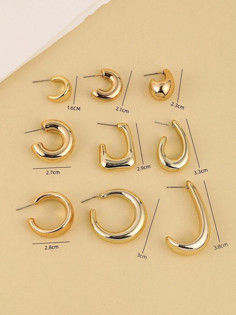2/6/20 Stück Leichte Tropfenförmige C-förmige Ohrringe für Damen Goldfarbe Asymmetrische Form CCB Ohrringe Schmuck für den täglichen Gebrauch 2026