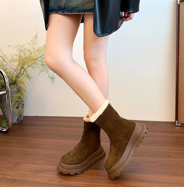 Fashion Winter Plush Women Short Boots Fashion Platform Thick Heel Ankle Booties Autumn Winter Keep Warm Shoes 2025 New
