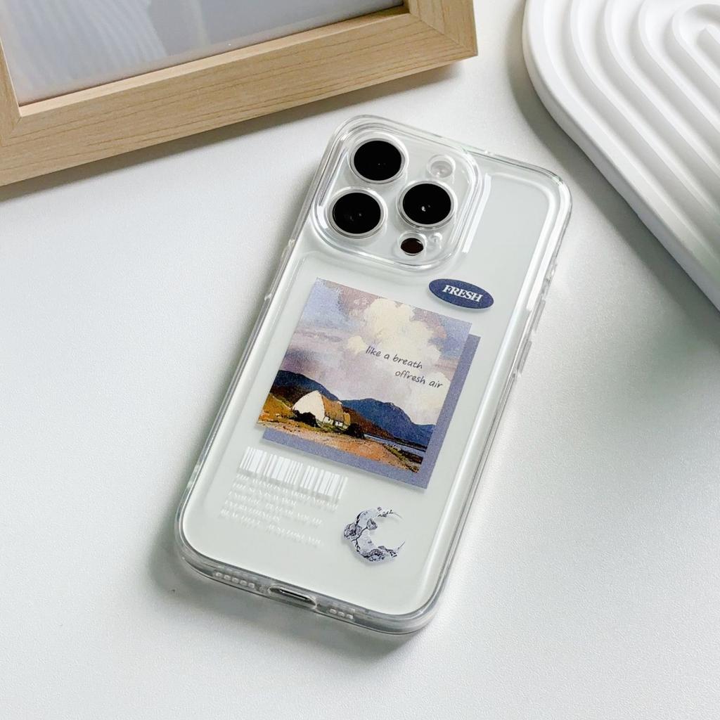 Art Oil Painting Landscape Suitable for IPhone 15 Mobile Phone Case Xr Soft Shell 13 Anti-fall 14 Transparent Apple 12 Protective Case