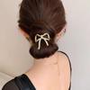 Bowknot Hairpin Gold Color Metal Hollow Barrettes Chic Hair Accessories Back Clip Jewelry Gift Ponytail Hair Rope