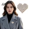 Elegant Alloy Jewelry Rhinestone Love Heart Brooch for Women Golden Plated Shape Lapel Pin Pin Romantic Accessories Clothing Suits Scarves