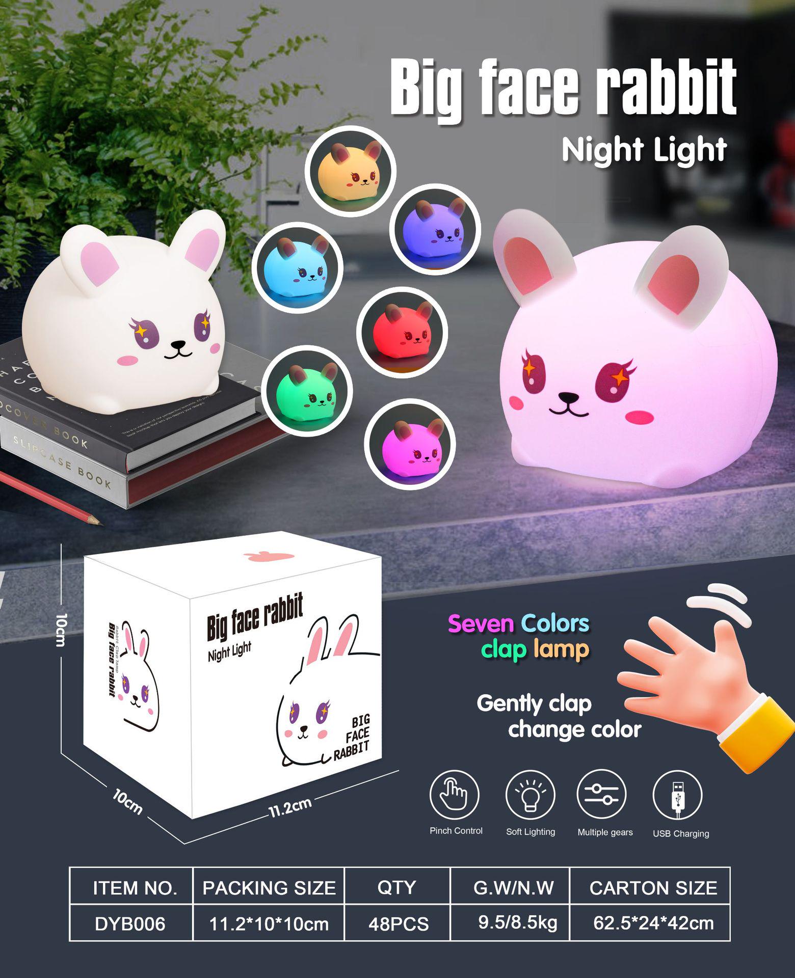 Cross-Border Silicone Capybara Tap Night Light - Cute, Eye-Protective, Rechargeable Desk Lamp Ornament. 5W