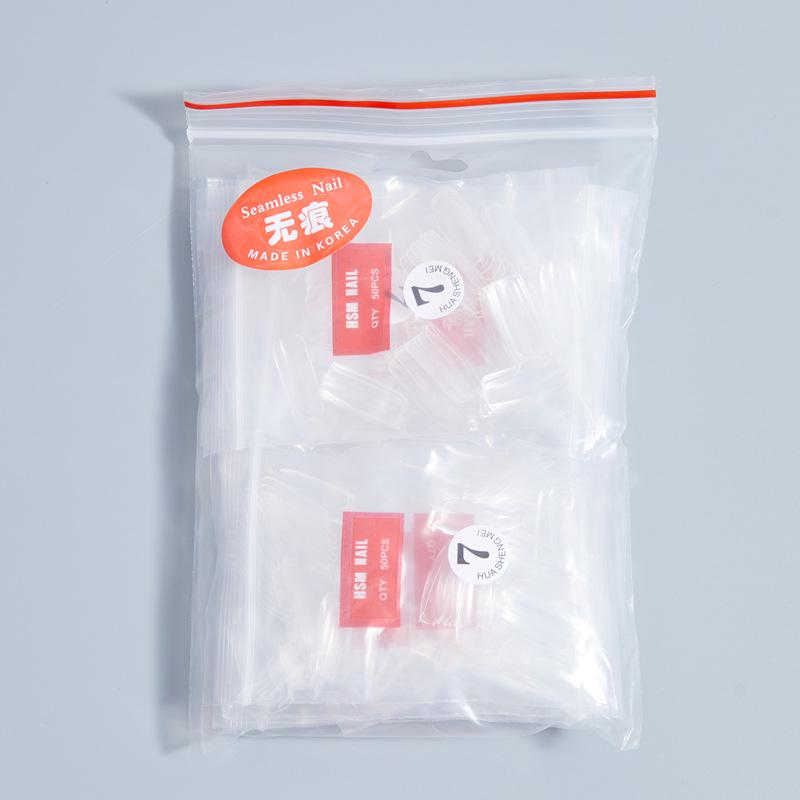 

HSM Seamless Clear Full Cover Nail Tips: Flat Extensions, Refill Sizes 0-9, 500pcs/pack.