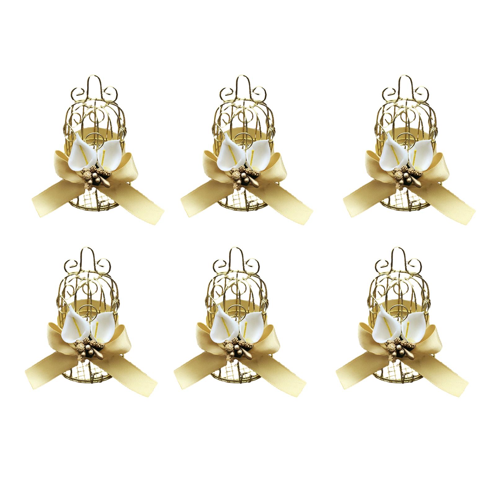 

Набор из 6 полых железных клеток для птиц, конфетница, держатель для ювелирных изделий и мелких предметов, изысканное мастерство для хранения небольших аксессуаров золотой