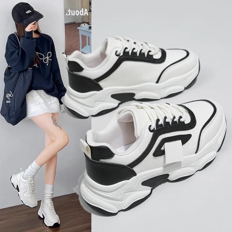 Baskets chunky en maille tendance pour femmes Blanches Respirantes & Confortables Design à plateforme - Couleur unie pour la marche quotidienne