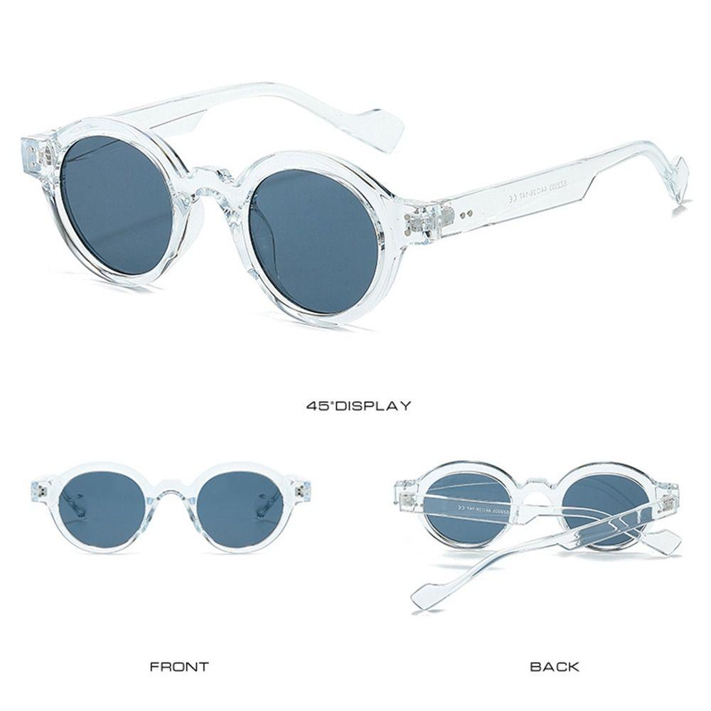 Double Color Round Sunglasses Rivets Decoration Y2K Glasses Fashion Punk Shades  for Women & Men