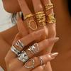 6Pcs/Set Vintage Liquid Wrinkled Irregular Rings for Women Punk Geometric Metal Multi-Layer Chain Open Rings Set Jewelry Gifts