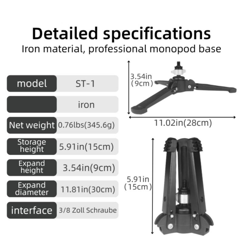 Univerzální základna pro monopod se šroubem 3/8 palce Protiskluzová podložka Vysoká nosnost 3 kg Kompatibilita pro fotografické příslušenství