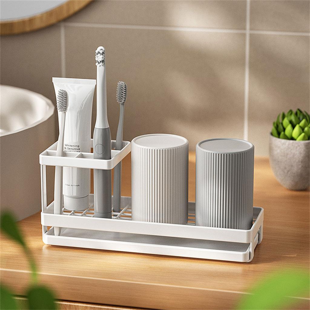 Toothbrush and Toothpaste Holder with Drainages Tray for Bathroom Vanity Countertop Storage Efficient Drainages Systems
