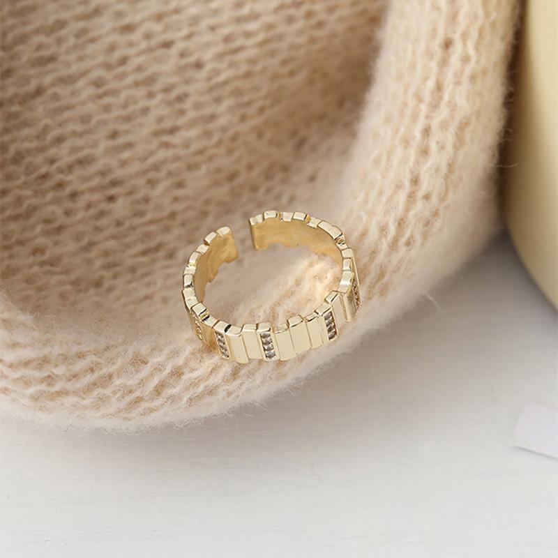 ins special-shaped irregular opening white zirconium ring, gentle adjustable opening diamond ring versatile and simple wind