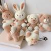 Milk Tea Bunny Plush Keychain With Short Plush Material For Teen Gift