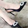 Pointed head shallow mouth rhinestone high heels women's new Baotou sexy temperament versatile senior sense