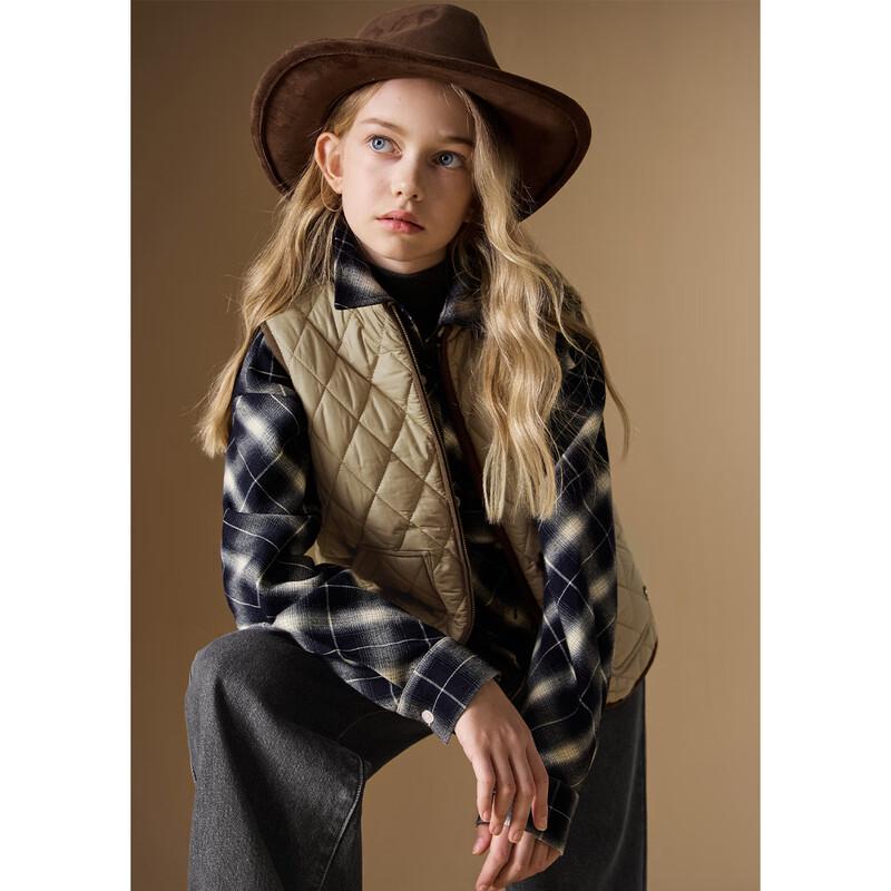 ELLE KIDS Girls' Classic Plaid Long Sleeve Shirt