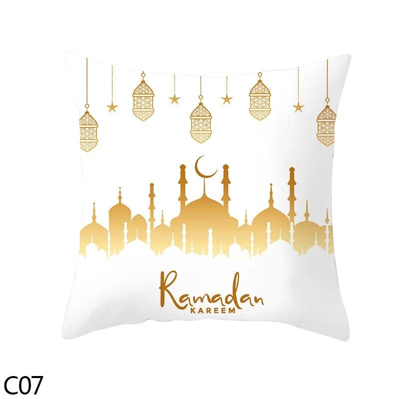 Muslim  Ramadan Eid Mubarak Print Sofa Cushion Cover Pillowcase Home Decor Party Car Bedding