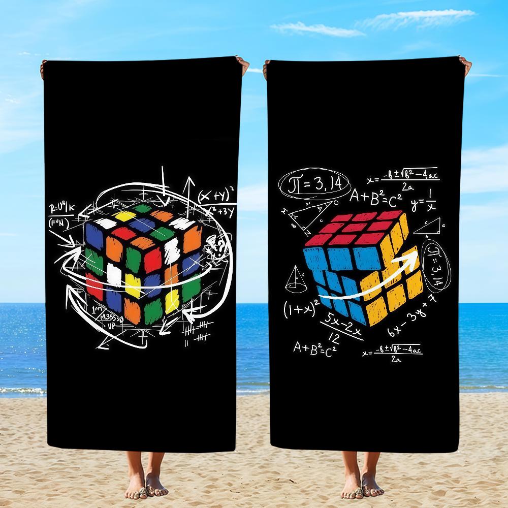 R-RubiksS C-CubeS Towel Textile Bathrobe Beach Quick-Drying Lightweight Portable Camping Swim Pool Travel